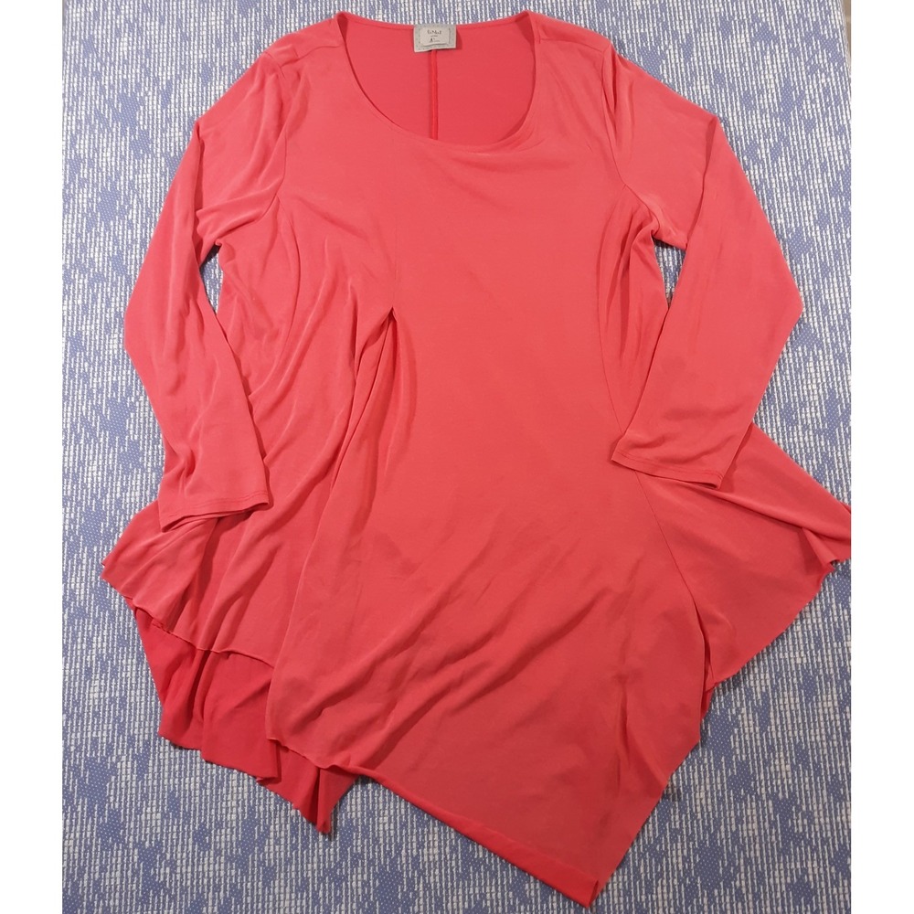 Chalet Et Ceci Dress Womens L Fit Flare Lagenlook Asymmetrical USA Coral Modal